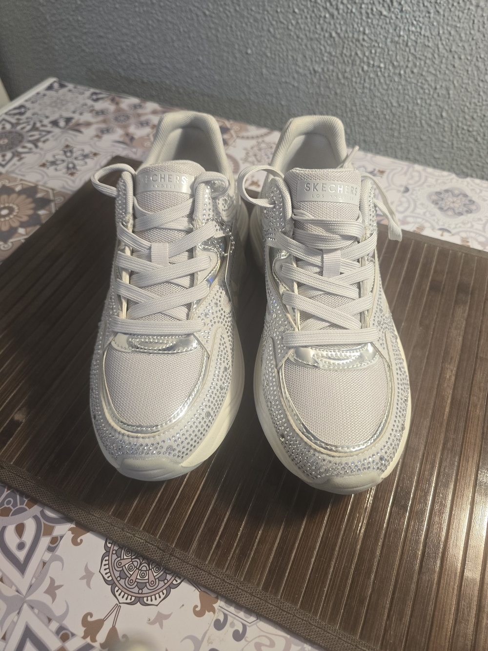 Skechers Silver Crystal-Embellished Women's Sneakers - Picture 2 of 4